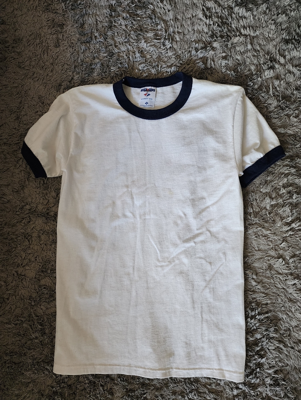 White Ringer Tee with Navy Trim - Men
